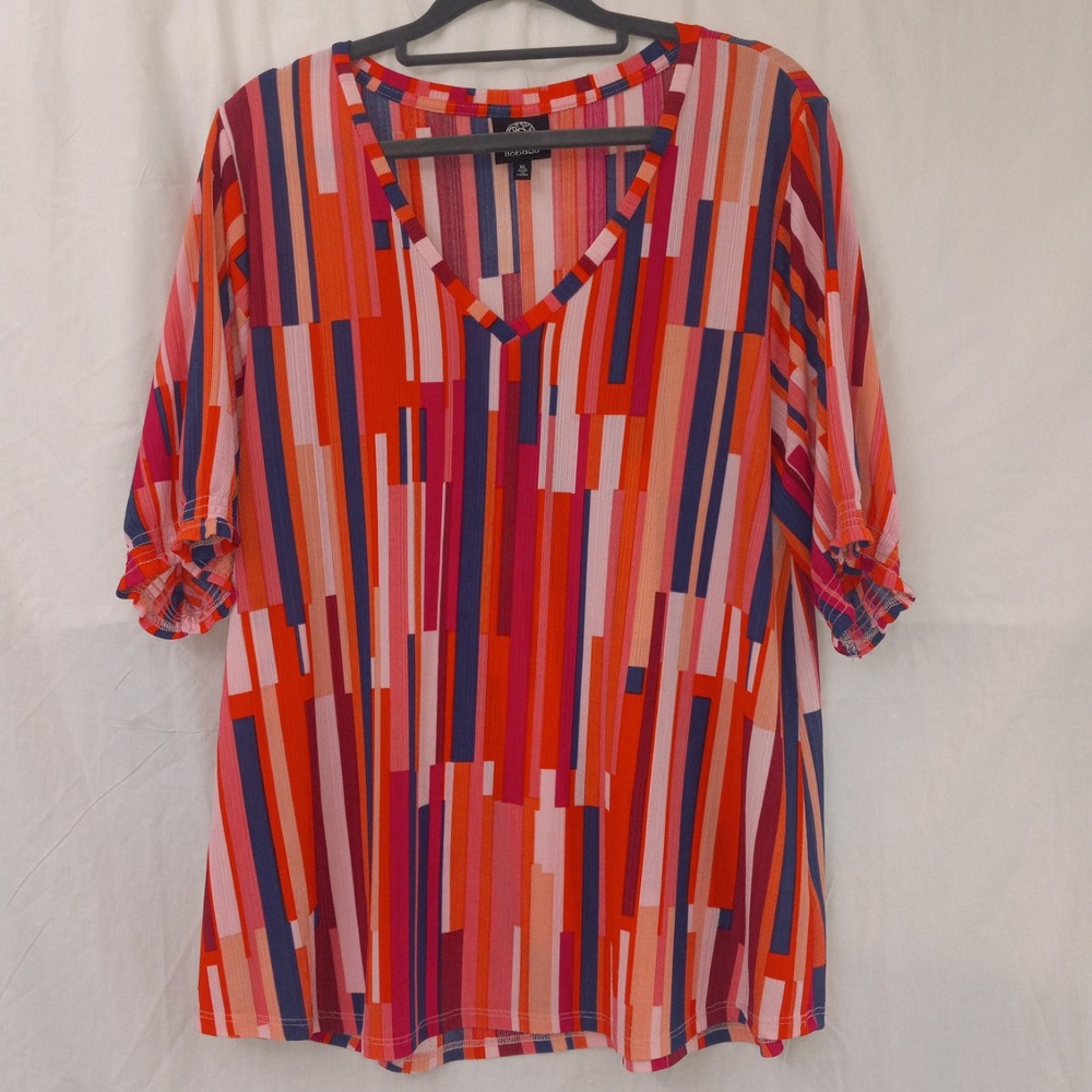 Bobeau Pink Multi Colored Pullover Women's Blouse Size XL Lightweight Flowy
